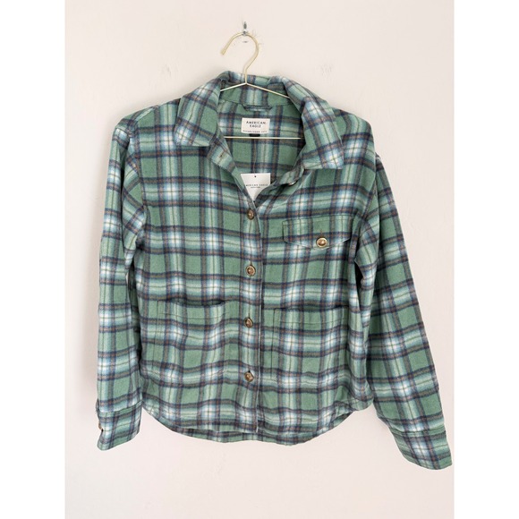 American Eagle Outfitters Tops - American Eagle Outfitters Plaid Flannel Shirt Shacket Button Up Size S NWT